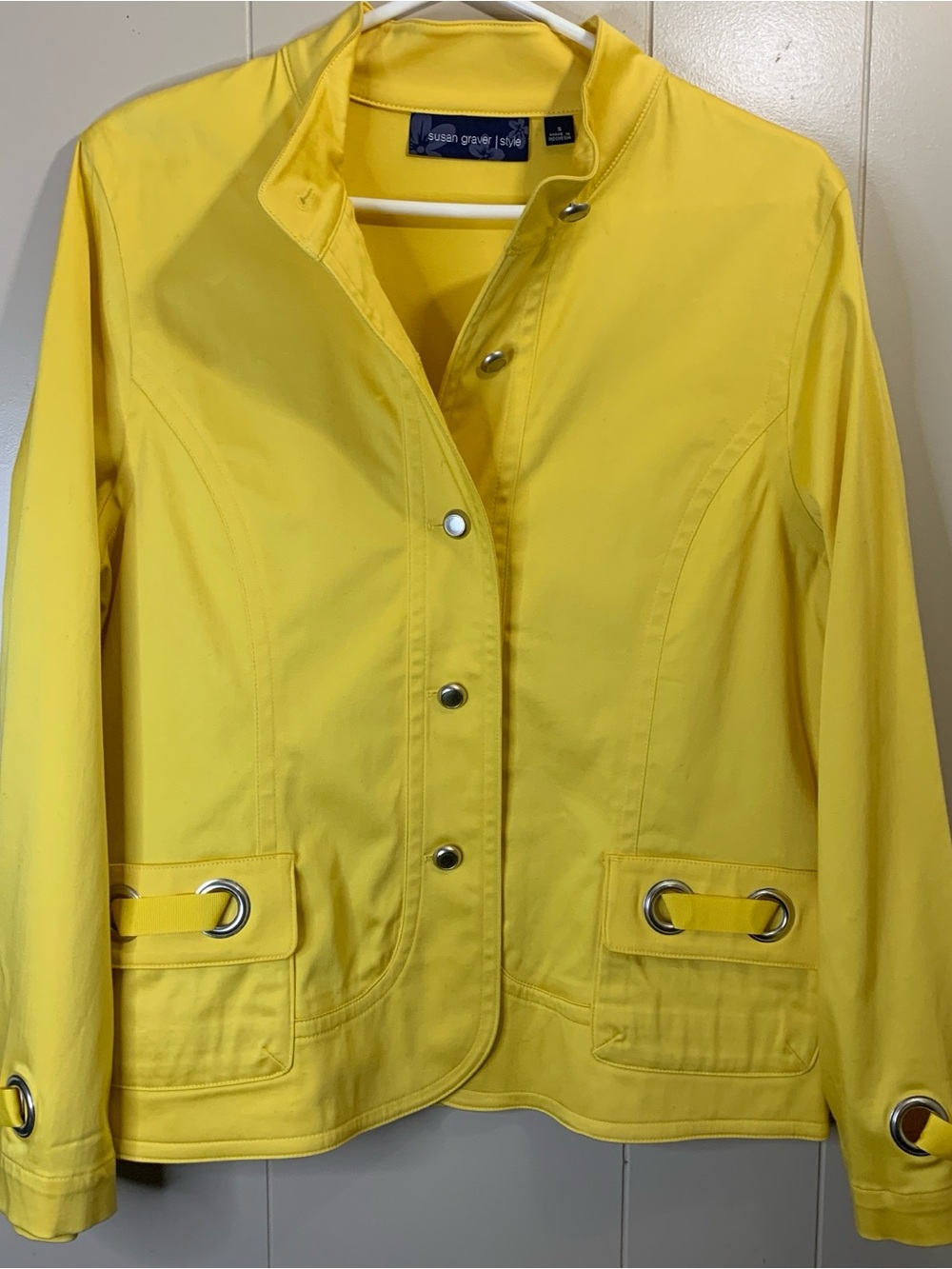 Women’s S Susan Graver Yellow Lightweight Button Front Jacket